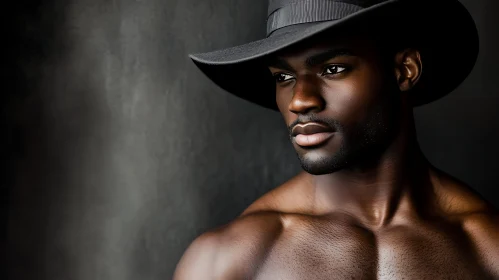 Striking Portrait of a Man with a Wide-Brimmed Hat