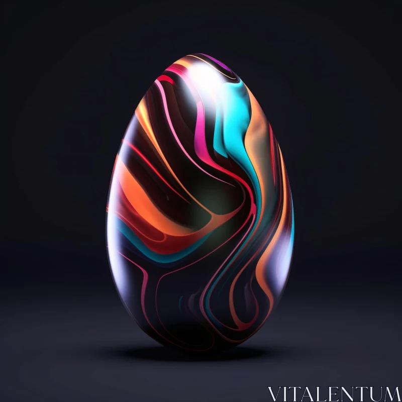 AI ART Modern Swirl Pattern Art Egg