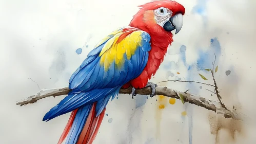 Colorful Parrot Art on Branch