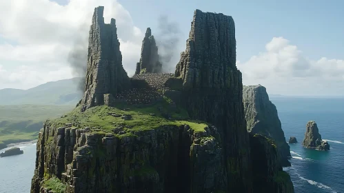 Majestic Rocky Cliffs Above the Ocean