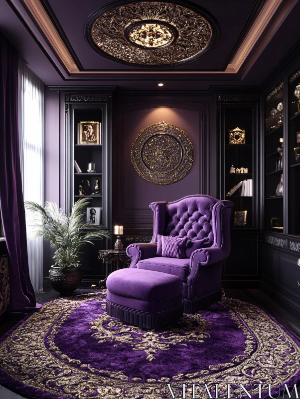 AI ART Elegant Purple-Themed Living Room