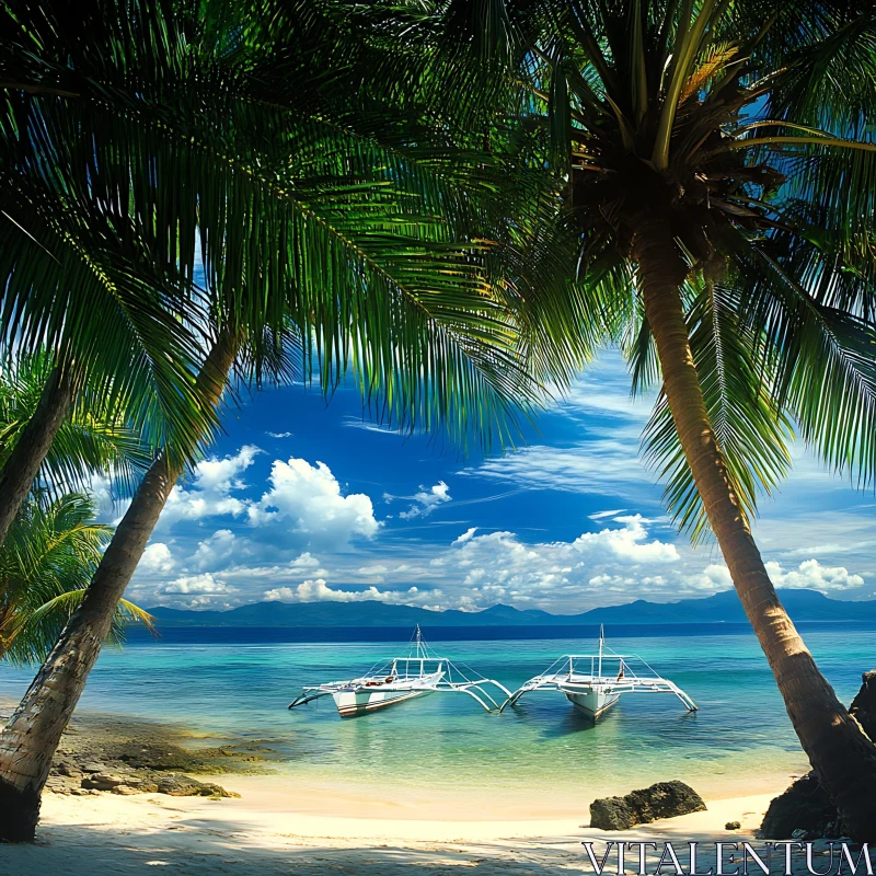 Idyllic Tropical Beach Scene AI Image