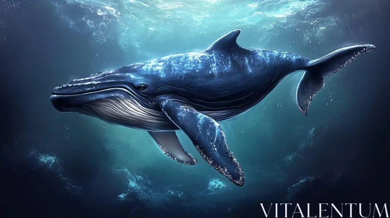 Elegant Oceanic Giant Whale in Serene Waters AI Image