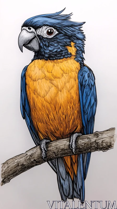 Vivid Parrot Art on Branch AI Image