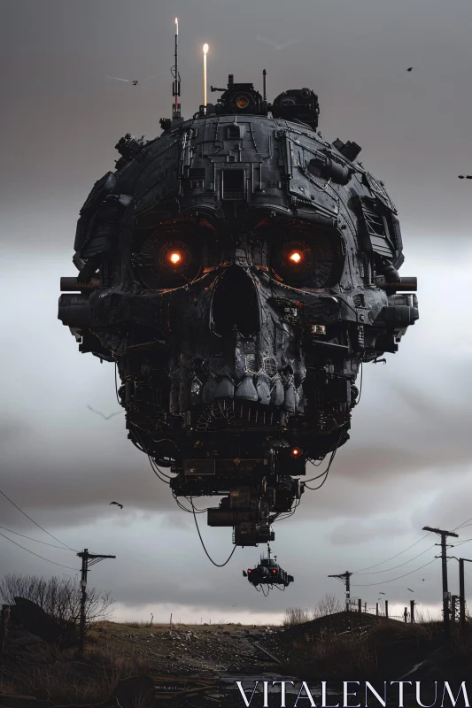 AI ART Ominous Floating Skull Machine