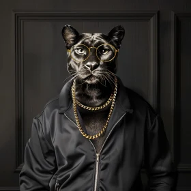 Fashionable Big Cat with Golden Accessories