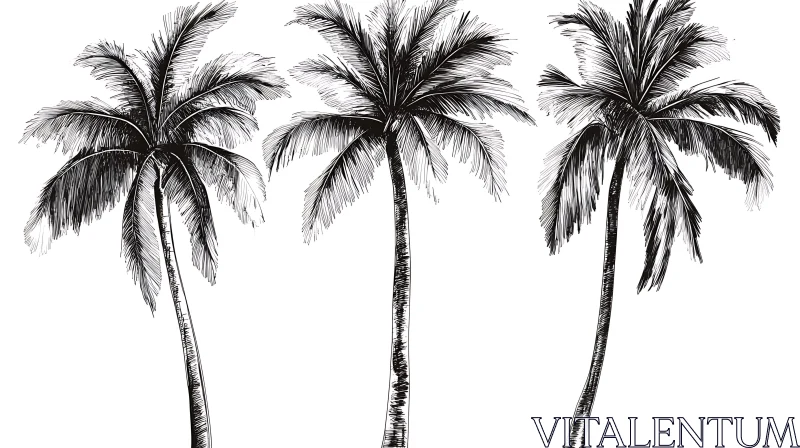 Artistic Palm Trees Illustration AI Image