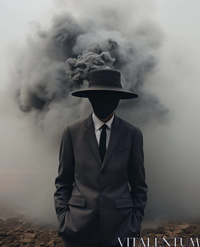 Mysterious Figure Amidst Smoke AI Image