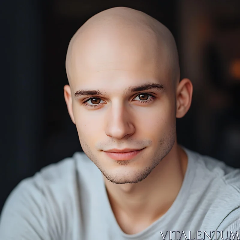 Serene Bald Man's Headshot AI Image