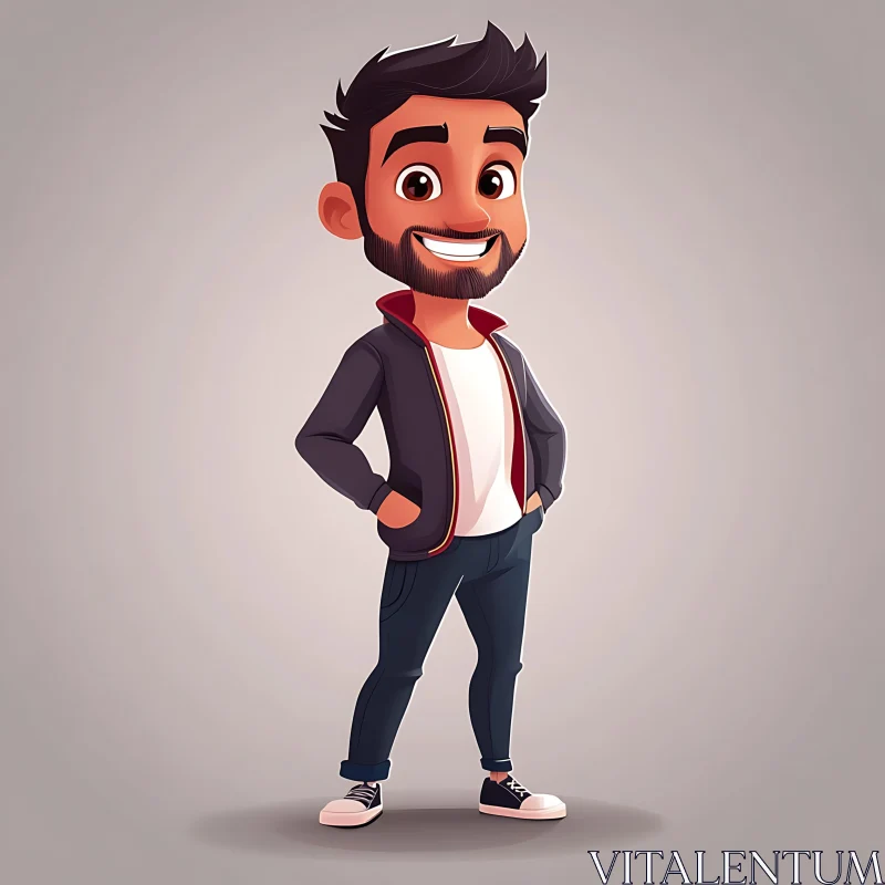 Confident Smiling Cartoon Figure AI Image