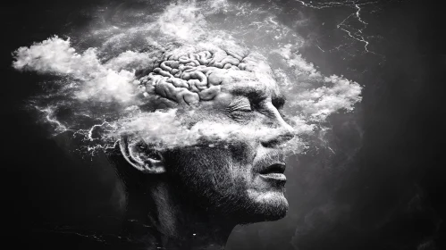 Human Mind in Stormy Surrealist Art