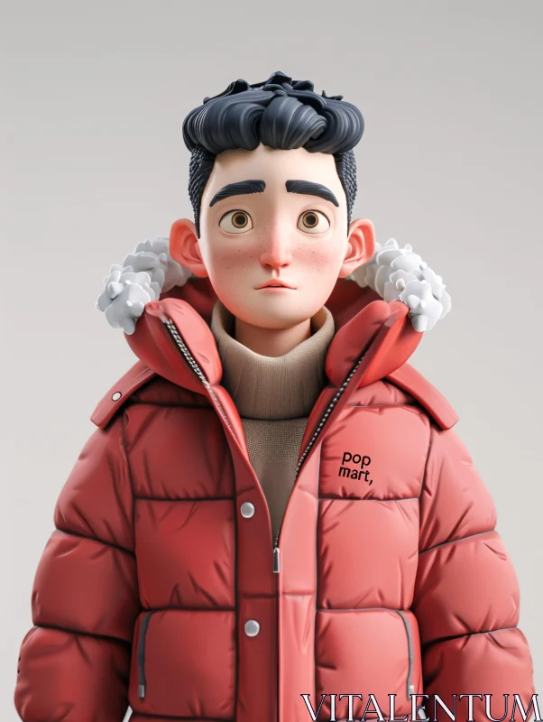 AI ART Cartoon Character with Winter Coat