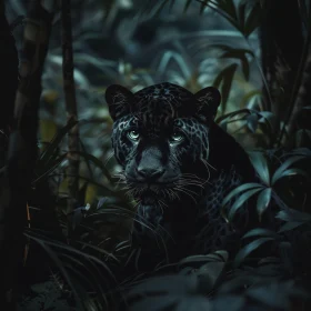 Elegant Panther in Shadowy Jungle