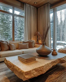 Rustic Modern Interior with Nature Scene