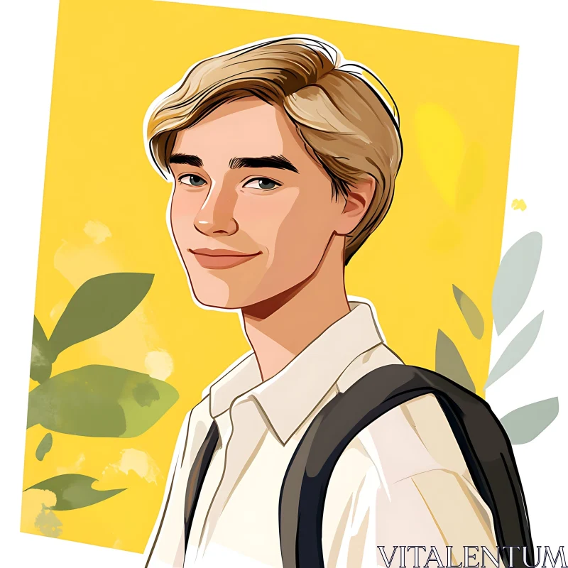 Student with Backpack Illustration AI Image