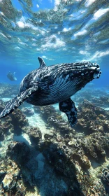 Underwater Scene with Humpback Whale