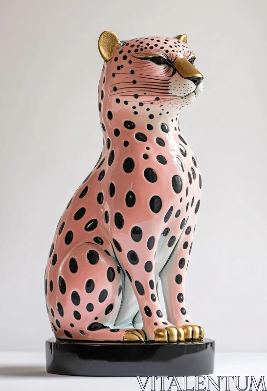 AI ART Modern Pink Leopard Art Statue