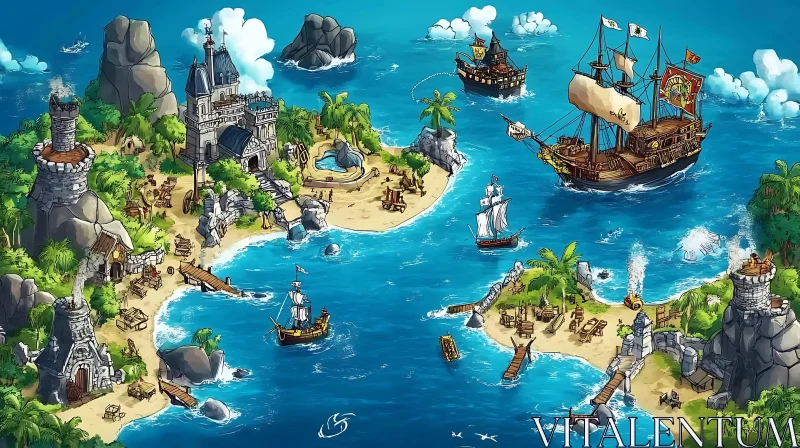 Island of Pirates and Castles AI Image