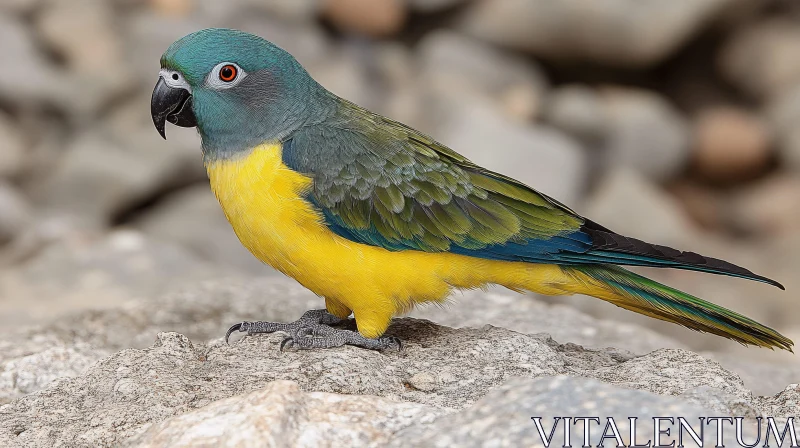 AI ART Teal and Yellow Parrot in Natural Habitat