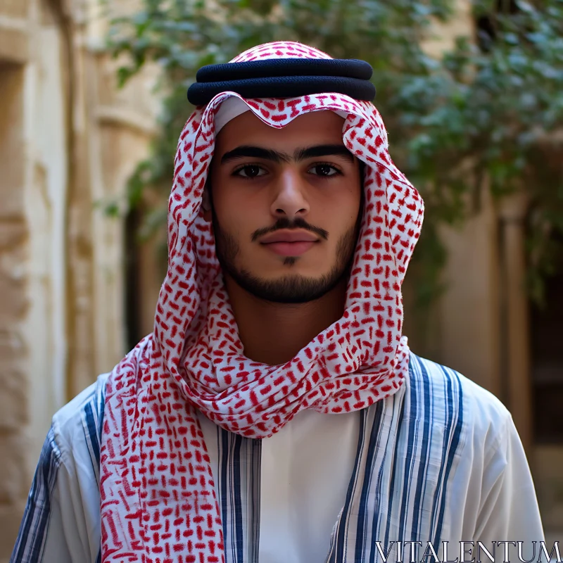 Man Wearing Traditional Keffiyeh AI Image