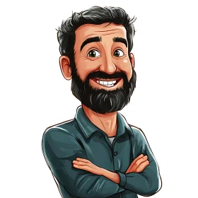 Smiling Bearded Man Cartoon Illustration