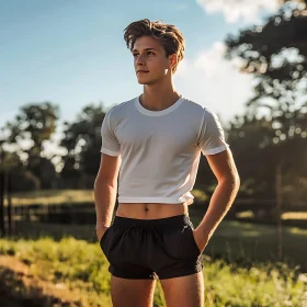 Confident Young Man in Stylish Casual Outfit