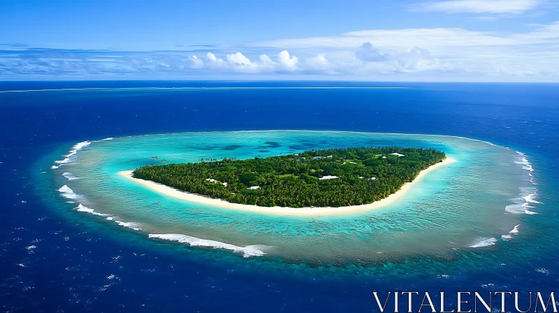 Aerial View of a Tropical Island and Coral Reef AI Image