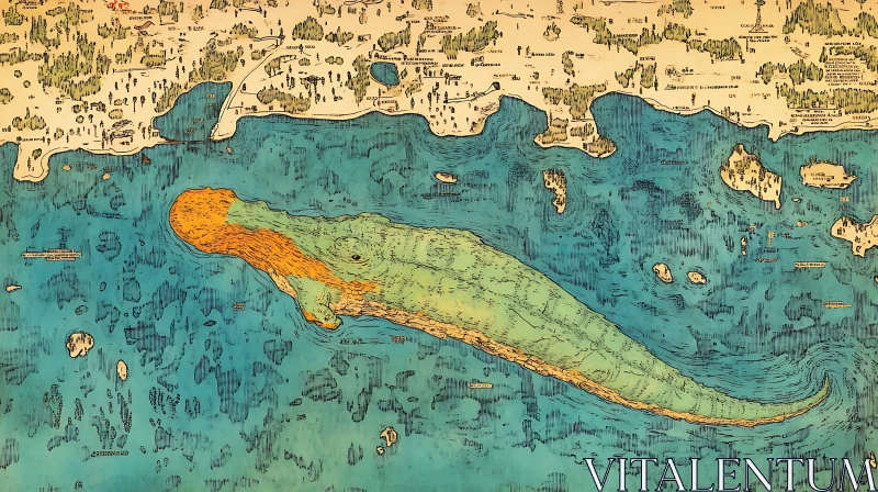 Historical Cartography with Mythical Creature AI Image