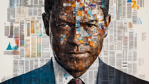 Mosaic Portrait with Newspaper Clippings