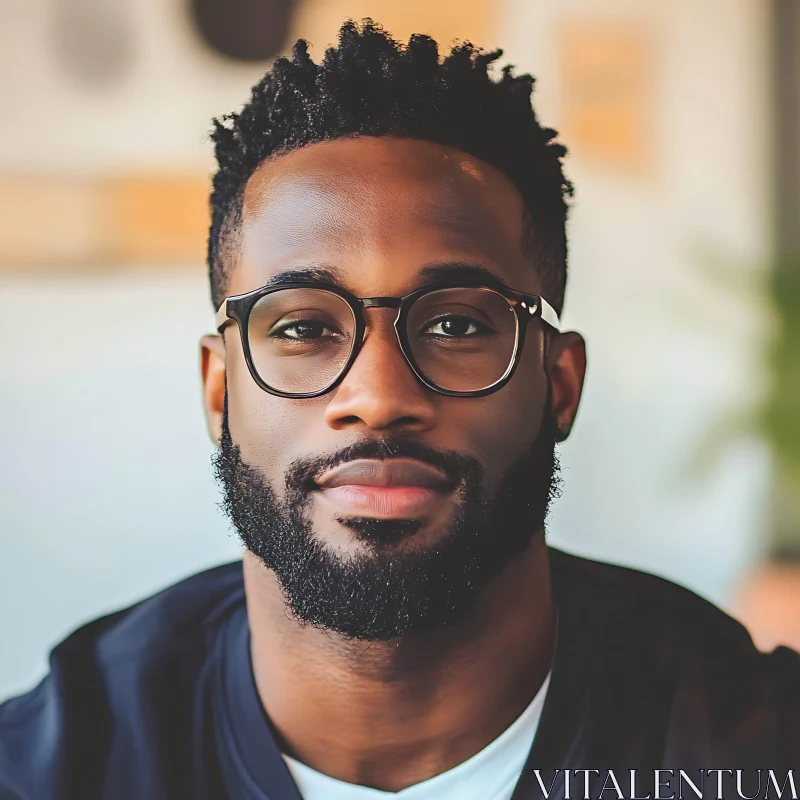 Man with Glasses and a Beard Close-Up AI Image