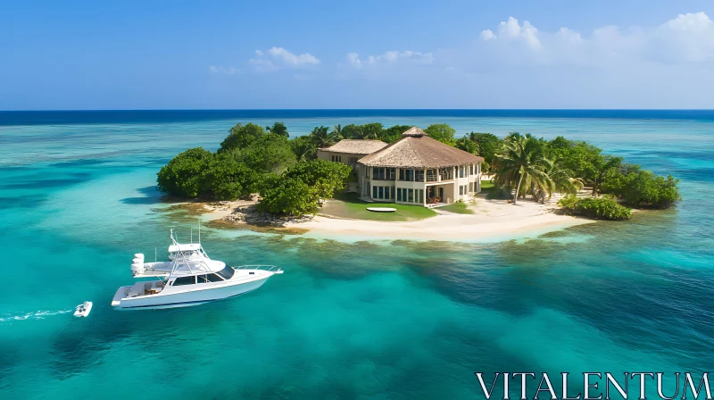 Luxurious Tropical Island Villa with Yacht AI Image