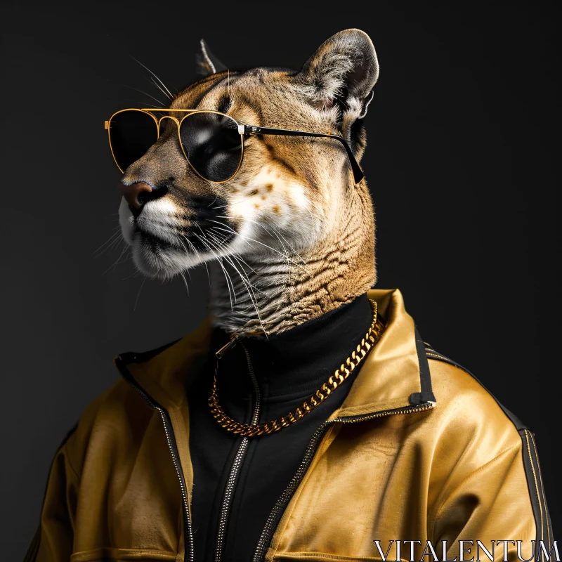 Fashionable Puma in Chic Outfit AI Image