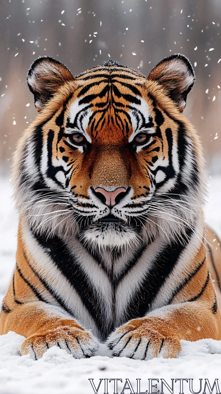 AI ART Tiger Portrait in Wintry Setting