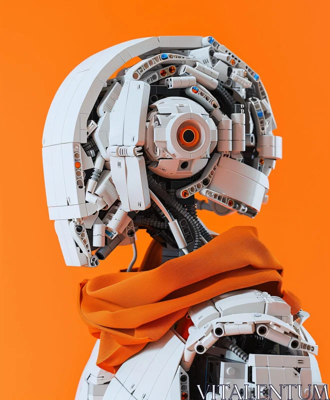 Complex Tech Structure with Orange Accent AI Image