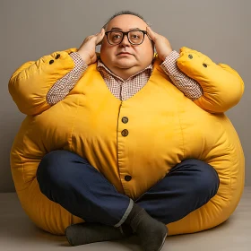 Contemplative Seated Man in a Yellow Jacket