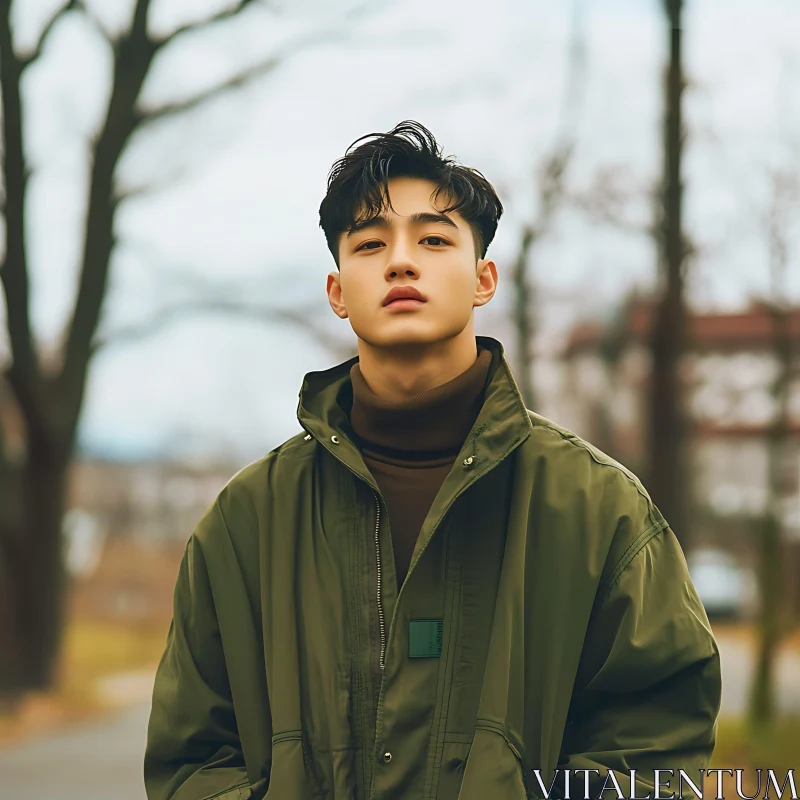 Autumn Fashion Portrait of a Young Man AI Image