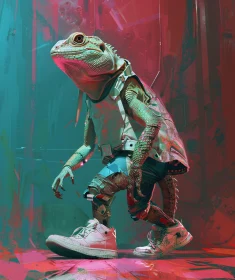 Lizard Cyborg in Sneakers Art