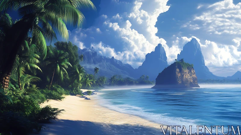 Peaceful Tropical Beach Scene AI Image