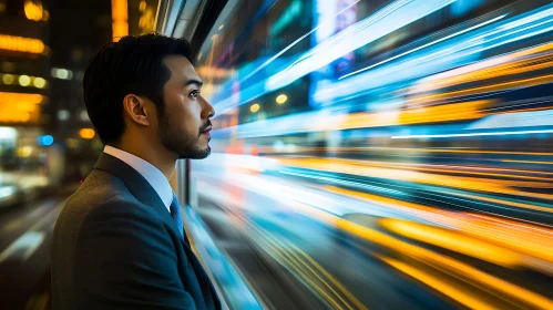 Man Contemplating City Lights