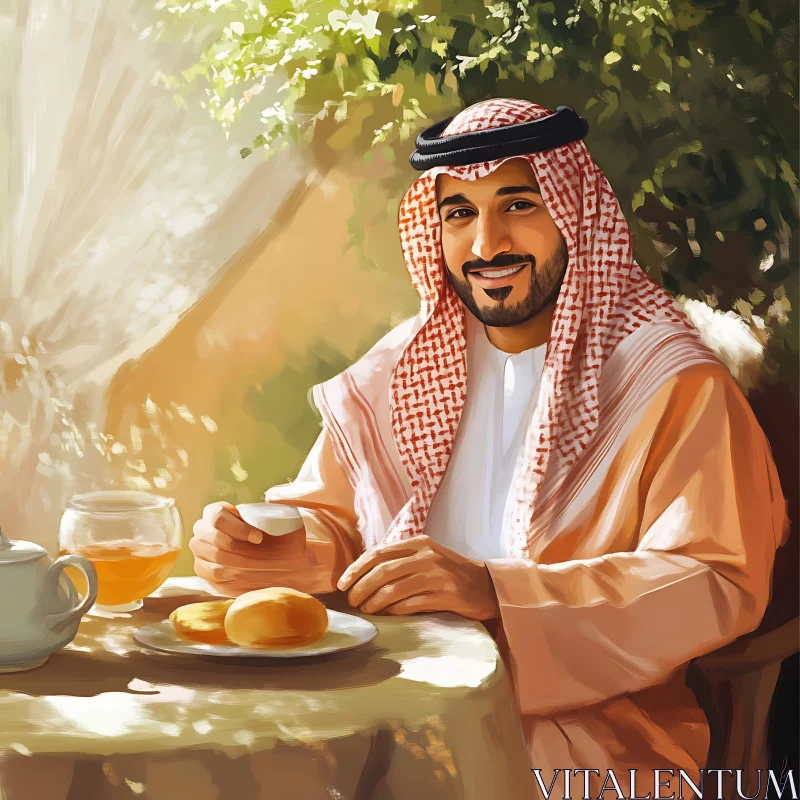 Outdoor Breakfast with Middle Eastern Charm AI Image