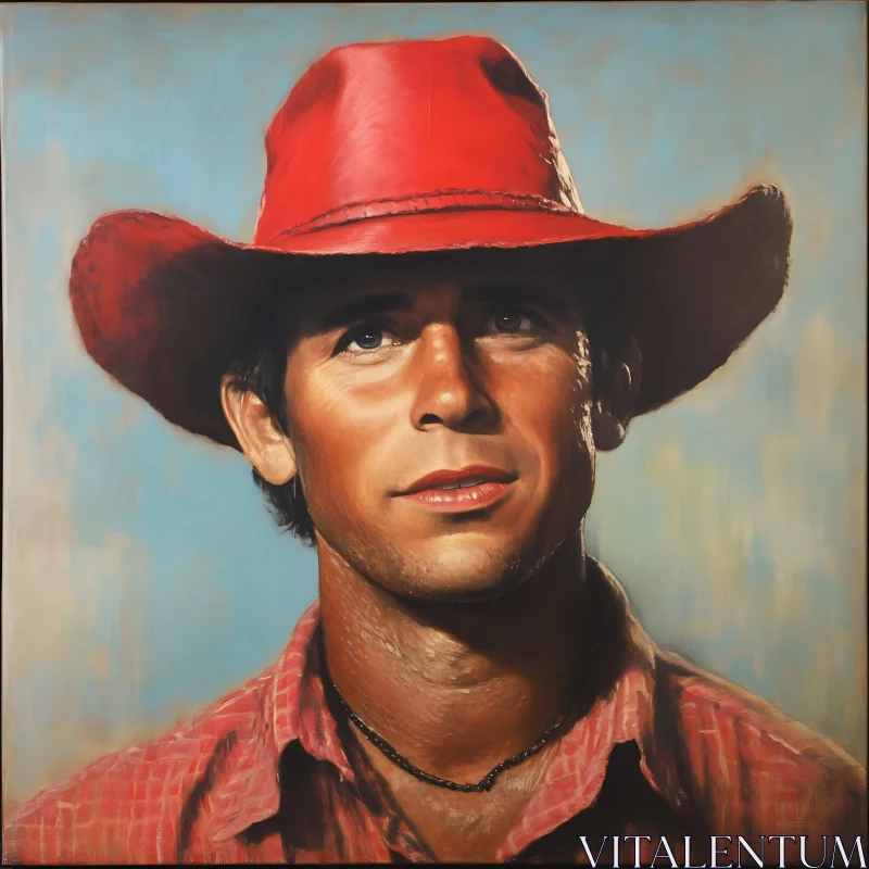 Rustic Man in Red Hat Portrait AI Image