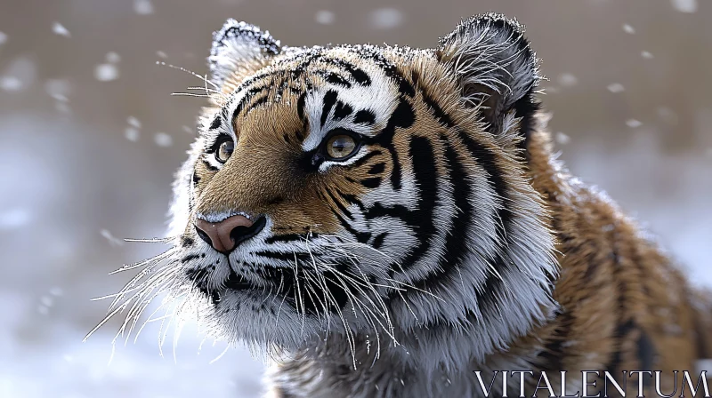 Tiger Portrait in Winter AI Image