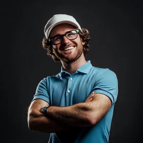 Smiling Man in Glasses and Light Blue Shirt