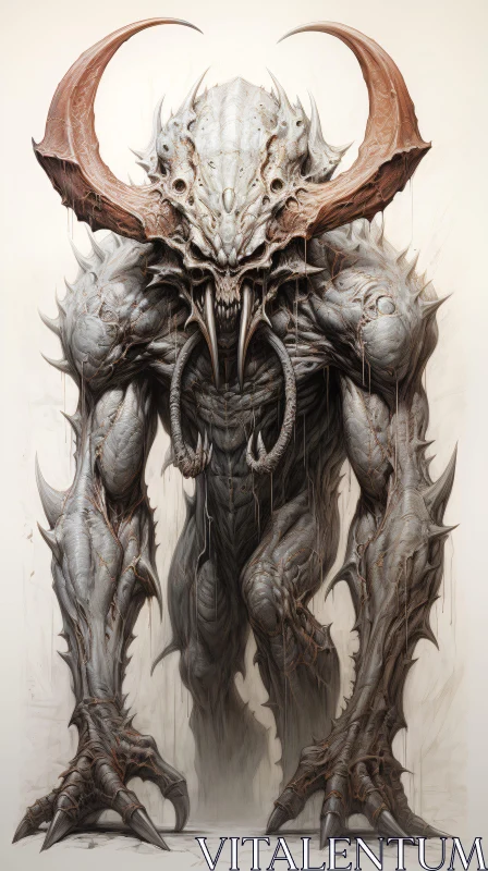 Creature with Armor and Large Horns AI Image