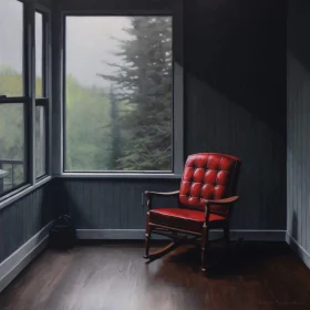 Calm Interior with Red Rocking Chair