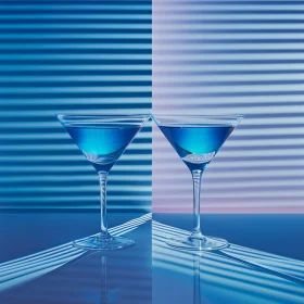 Blue Tone Martini Glass Art