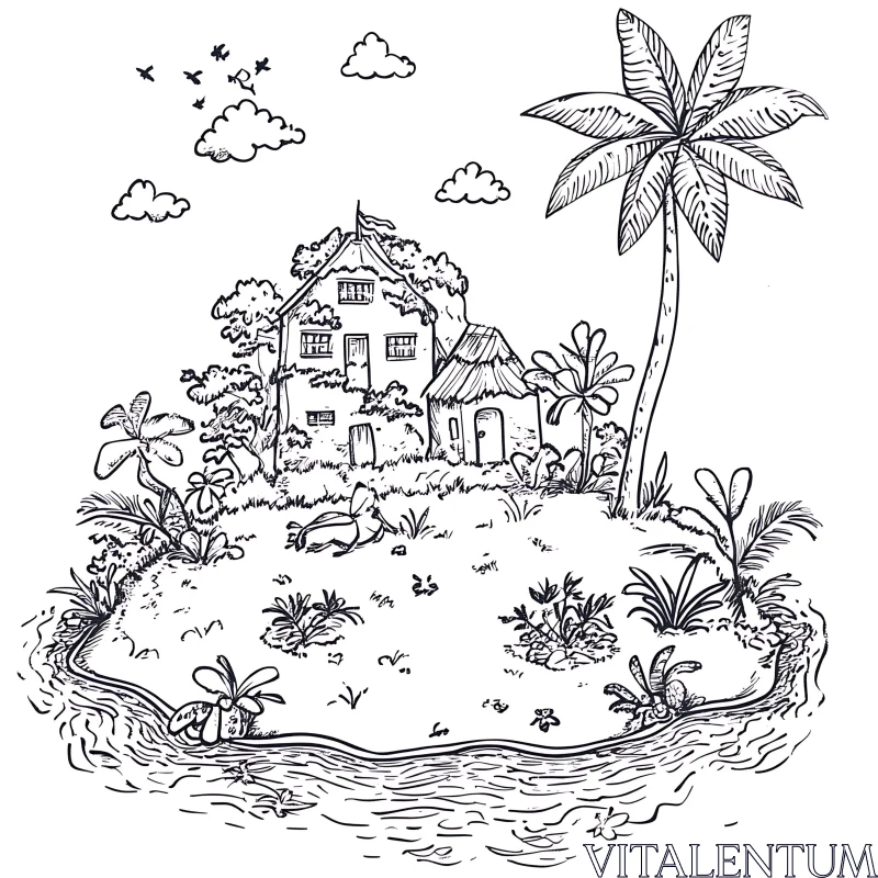 Peaceful Island Landscape Art AI Image