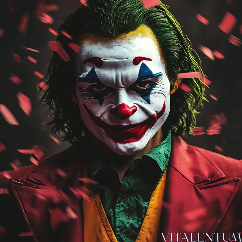 Dramatic Joker-Inspired Clown Makeup AI Image