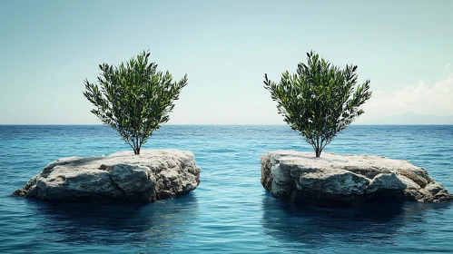 Resilient Trees Growing on Isolated Rocks