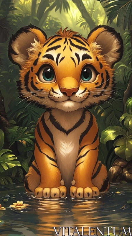 AI ART Cute Tiger Cub in Nature